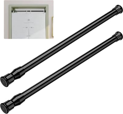 Set van 2 Spannstangen 40-70 cm, Zwart, Verstelbare Gordijnstang, Douchegordijnstang, Geen Boren, Kledingrek, Telescopische Stang voor Badkamer en Balkon