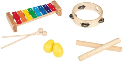 Speelgoed Muziekinstrumenten set Bellenring - Klankhoutjes - paar egg shakers - Xylofoon met 2 stokjes