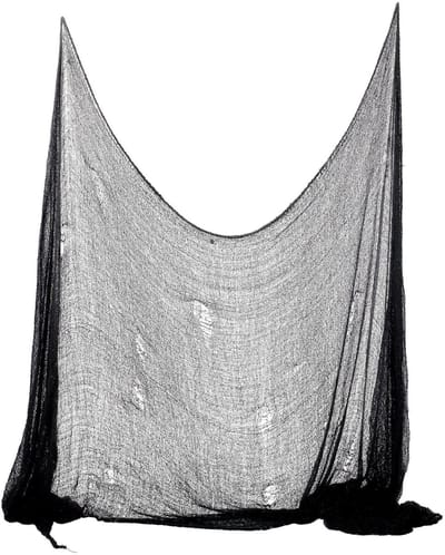 Horror decoratie net/doek - 75 x 300 cm - zwart - Halloween/horror decoratie muur/plafond versiering