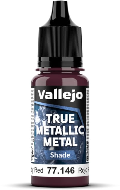 Vallejo Hobbyverf Acrylverf - 77146 True Metallic Metal - Shade - Robijn Rood - Acryl - Verf flesje - 1x 18 ml
