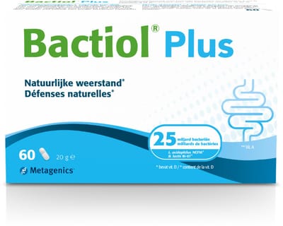 Bactiol Plus - 60 capsules - Biotica supplement - 25 miljard levende bacterieën - ondersteunt de natuurlijke weerstand & het immuunsysteem - vitamine A en D