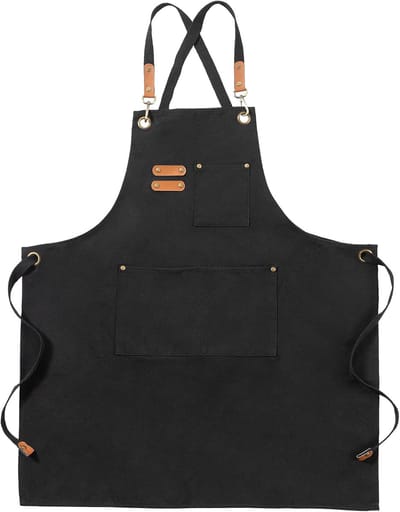 Canvasschorten, Werkschorten voor Mannen en Vrouwen, Chef-kokschorten met Verstelbare Riem en 3 Zakken, Schort voor Servers, Keuken, Koken, Bakken, Kunstenaar, Schilderen, Gekruiste