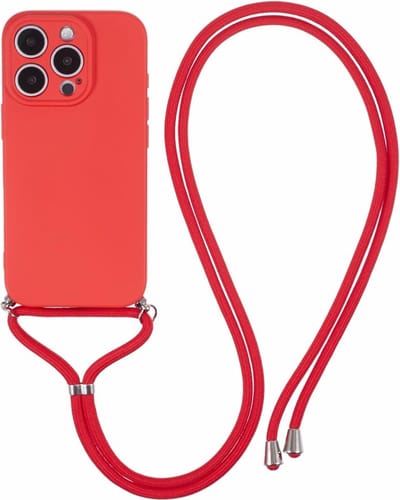 Coverup Hoesje - Geschikt voor iPhone 16 Pro Max Hoesje - Coverup Colour TPU Back Cover met Koord - Cadmium Red