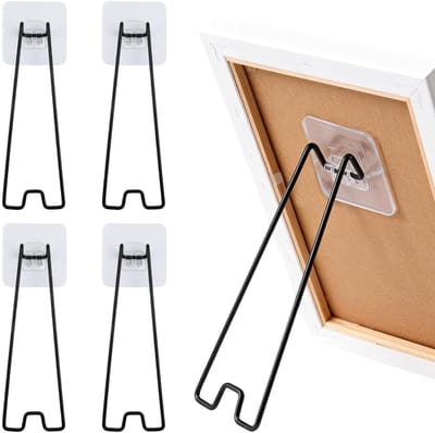 Dailygoods- Fotolijst 4 Stuks - Zelfklevende Houder - Standaardsteun - Tafelschildersezel - Metalen Fotolijst - Krasbestendig oppervlak - Fotohouder