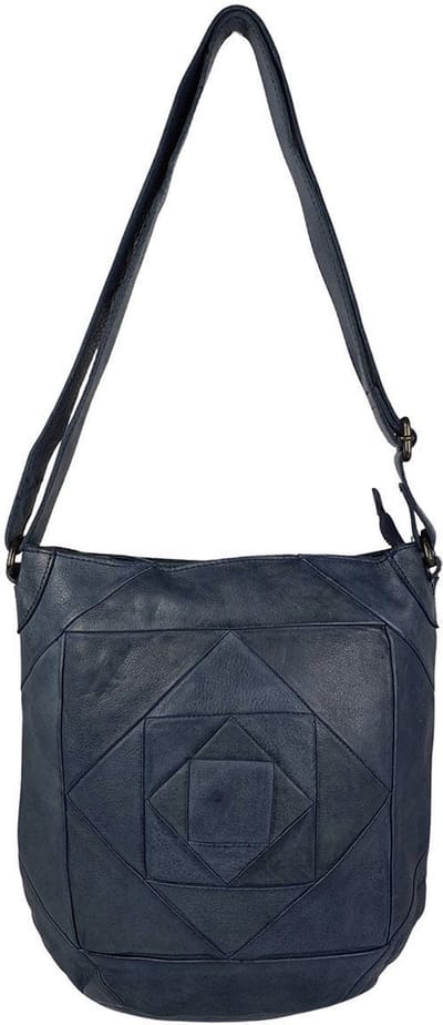 Tassen Dames - Schoudertas Dames - Crossbody Tas Dames - Donkerblauw - Schoudertas - Soepel Leer