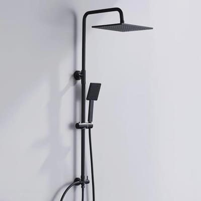 Verstelbare Douchezuil Zonder Kraan Met Douchekop - Zwart 25x25 cm, Hoogte 74-109 cm