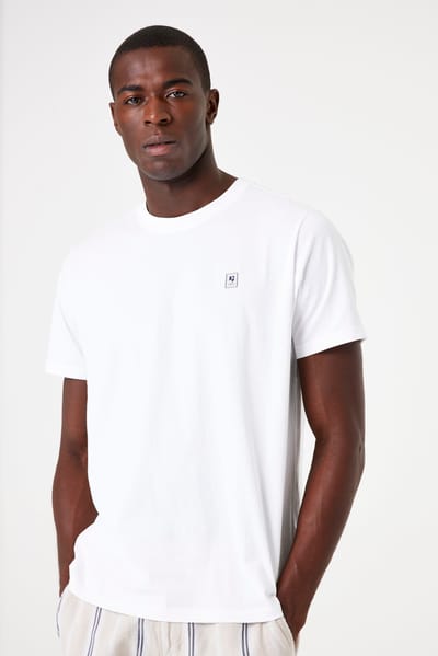 GARCIA Heren Effen T-shirt Wit Korte mouw