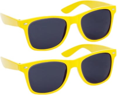 Hippe Party zonnebril - 1x - geel - plastic - UV400 - verkleedbril - carnaval/verkleed