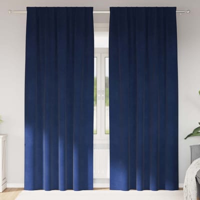 vidaXL - Blackout - Gordijnen - met - Bovenband - 2 - stuks - Donkerblauwe - Fluweel