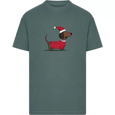 Mister Tee - Christmas Dackel Heren Tshirt - XS - Donkergroen