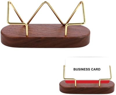 Visitekaartjeshouder - Houten visitekaartjeshouder voor op kantoor of thuis, 12X4.7cm (bruin)