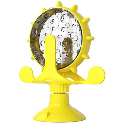 Interactieve Traktatie Lekkende Speelgoed Voor Kat Kleine Honden Slow Feeder Dispenser Puppy Grappig Draaibaar Wiel Verbeteren IQ Kitten Accessoires yellow