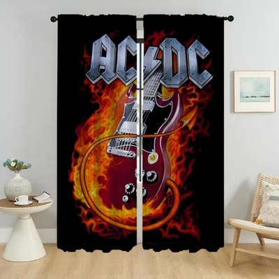 Partition Rock-ACDCS Verduisterend Gordijn voor Kamer 2 Panelen Keukengordijnen Shades Huis Interieurgordijnen Halloween Decoratie Kind W50xH70cmx2pcs-CL