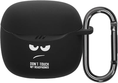 kwmobile Hoes geschikt voor JBL Tune Flex 2 - Siliconen cover voor oordopjes in wit / zwart / zwart - Don't Touch My Headphones design