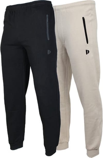2-Pack Donnay - Joggingbroek met elastiek (Jack) - Sportbroek - Heren - Black/Sand (598) - maat S
