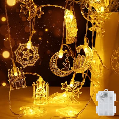 Famanu – Ramadan en Eid Mubarak Decoratieset – Islamitische Ster- en Maanddecoratie voor Binnen en Buiten - Weerbestendig