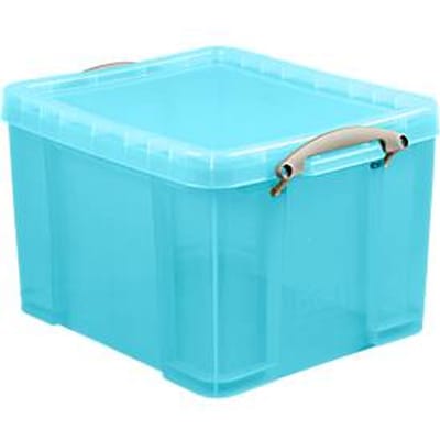 Box, kunststof, transparant aqua, 35 l
