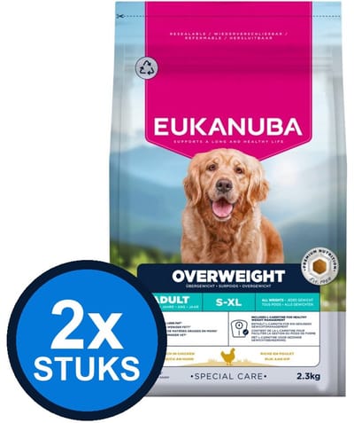 2x Eukanuba - Special Care Dog Adult Overweight - Hondenvoer Droogvoer - 2.3 kg