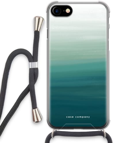 Case Company® - Hoesje met koord geschikt voor iPhone SE 2020 hoesje met Koord - Ocean - Telefoonhoesje met Zwart Koord - Bescherming aan alle Kanten en Over de Schermrand