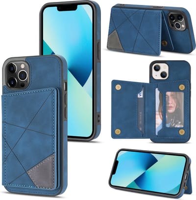 Apple iPhone 14 Pro | Lederen Telefoonhoesje | Back Cover | Pasjeshouder | Blauw