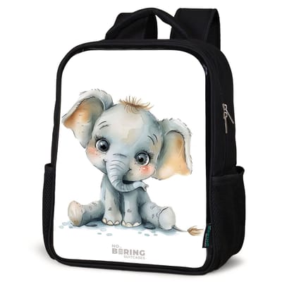 NoBoringSuitcases.com® - Rugzak zwart - Schooltas jongen & meisje - Baby olifant - Rugtas voor school - Boekentas kind - Schoolrugzak - Kinderrugzak