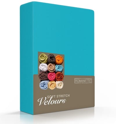 Romanette Luxe Hoeslaken - Velours - 140x200 cm - Petrol