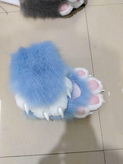 Halloweenfeest Kleurrijk Fursuit Kigurumi Dier Kat Furry Poten Handschoenen Pluche Kig Cosplay Kostuum Met Nagels Tijger Beer Klauwen One Size gray
