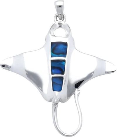 Zilveren Manta met blauw emaille kettinghanger
