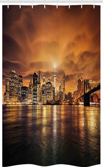ABAKUHAUS Manhattan douchegordijn – 120x180 cm – oranje/zwart – polyester