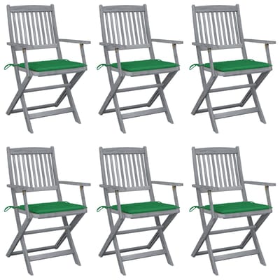 vidaXL - Inklapbare - stoelen - 6 - st - met - kussens - massief - acaciahout