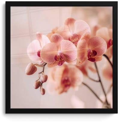 Poster in lijst - Fotolijst 40x40 cm - Posters - Orchidee - Bloemen - Roze - Bloemblaadjes - Posterlijst zwart - Decoratie - Wanddecoratie woonkamer - Muurdecoratie slaapkamer