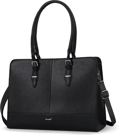 TAN.TOMI Dames Handtassen, Dames Tas Shopper met rits - 15.6 inch Laptoptas - Handtas - Schooltas - Zwart