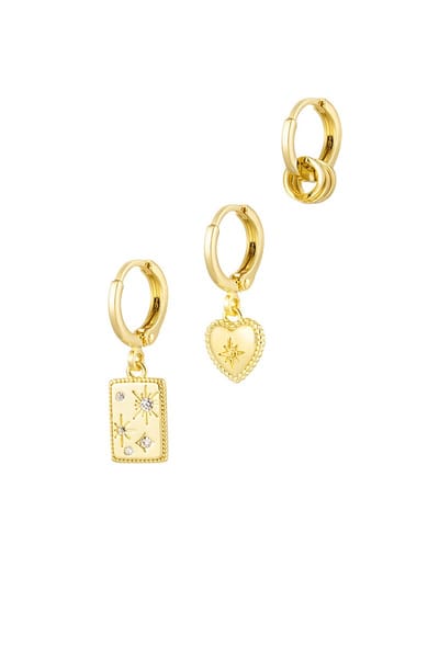 Bijoutheek Oorhangers 3 Hoops Op Een Rij (1,7 CM - 2,5 CM) Goud