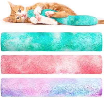 longziming -Kattenkrabpaal Vis - Kattenspeelgoed Vis - Bijt En Scheurvast Ontwerp - Zachte Pluche En Stretchkatoen - Handgebateerde Batikafwerking - Ondersteunt Jachtinstinct En Tandverzorging - 3 Stuks