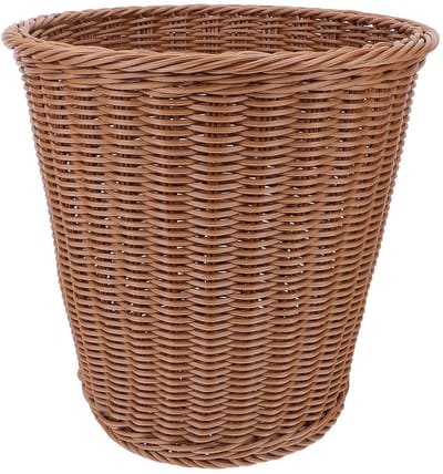 Prullenbak - Afvalbak Vuilnisbak - Slaapkamer Kantoor - Imitatie rotan design - 29x29x20 cm - Bruin