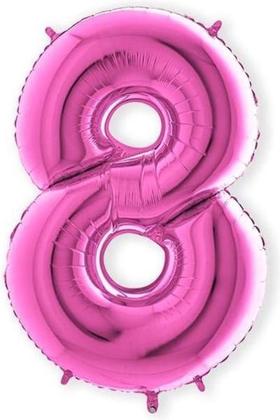 Folieballon cijfer 8 fuchsia 102 cm