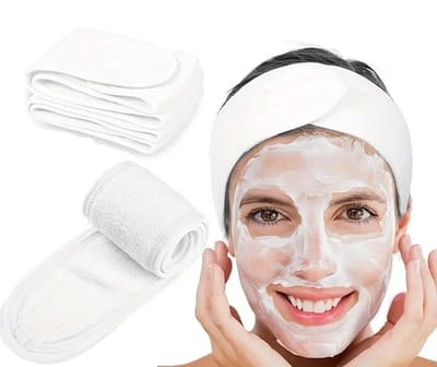 Dubbelzijdige Badstof Schoonheidshanddoek I Beauty Hoofd Handdoek I Met Klittenbandsluiting I Rekbaar & Zweet Absorberend I Voor Spa Gezichtsverzorging I Wit