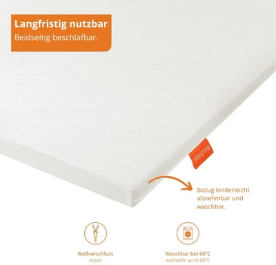 sleepling 100 x 200 x 5 cm topper extra stevig topmatras, hardheidsgraad 4 vanaf 100 kg, matras topper, wasbaar, Ökotex