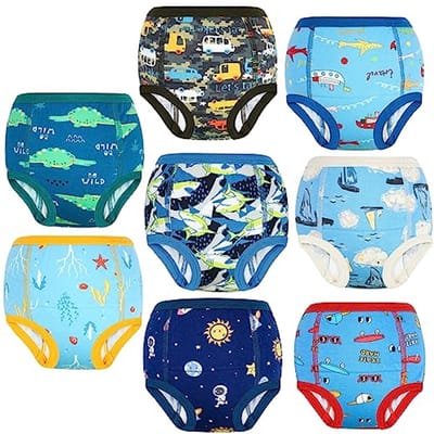 Potty Training Broek voor Peuters - Herbruikbare Trainingsbroek - 8 Pack - Lichtblauw
