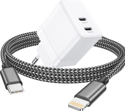 Snellader geschikt voor iPhone - Oplader geschikt voor iPad - 3 Meter - Usb C Adapter - 35w - Dynamische Snellader - Usb C Power Adapter - Dubbele usb C Oplader