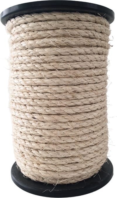 SNURO Sisal natuur touw (8mm, 50M) voor een standaard kattenkrabpaal of -boom, dieren & decoratie - 100% natuurlijk sisaltouw afkomstig van de agave plant - Robuust sisaltouw voor diverse toepassingen, ook voor katten, papegaai & parkieten