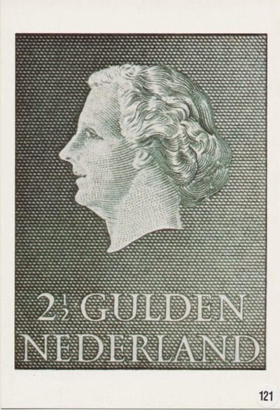 Briefkaart met afbeelding koningin Juliana postzegel