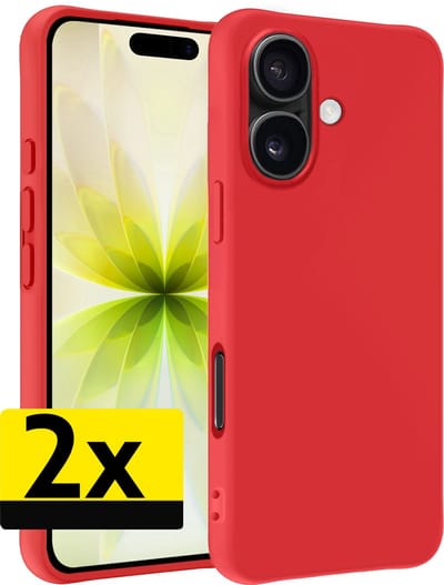Hoesje - 2 Stuks - Geschikt voor Apple iPhone 17 - Sterk & Shockproof - Case Siliconen - Back Cover - Telefoon Hoes - Telefoonhoesjes - Rood