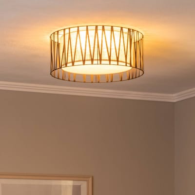 TK Lighting Plafondlamp Harmony, zwart, jute naturel, Ø 50 cm