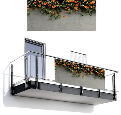 Balkonscherm 200x90 cm - Balkonposter Bloemen - Muur - Oranje - Balkon scherm decoratie - Balkonschermen - Balkondoek zonnescherm