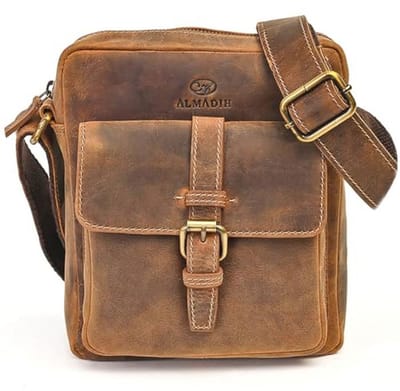 Leren Tas - Schoudertas Heren - Dagelijks Gebruik - Vintage Look - 19 x 10 x 23 cm - Bruin