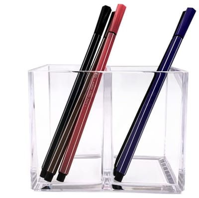 Dailygoods- Cosmetica-organizer grote capaciteit - Pennenhouder - Bureau accessoires - Tafelaccessoires - Acryl - 2 vakken 12x6,5x9,5 cm