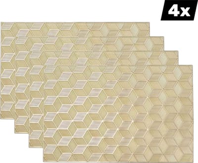4x Placemats Goud Rechthoek 'Kubi' - Gold - Tafeldecoratie - Kerst/Feesttafel - Kerstviering - 45x35cm - Anti-slip Onderlegger - Placemat - Set van 4