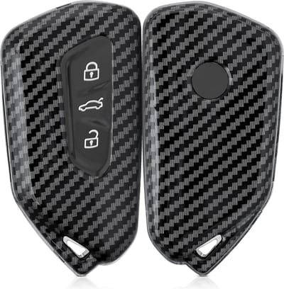 kwmobile autosleutelhoes geschikt voor VW Golf 8 3-knops autosleutel - hardcover beschermhoes - Carbon design - zwart