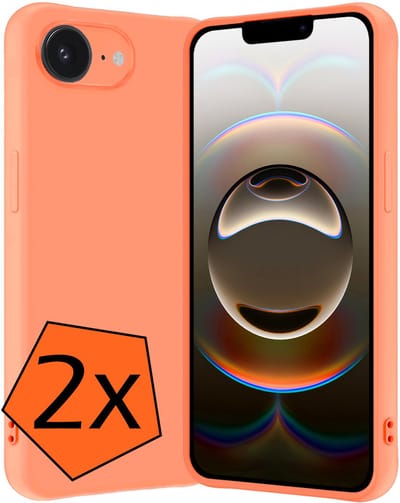 Hoes - 2 Stuks - Geschikt voor Apple iPhone 16e - Sterk & Shockproof - Case Siliconen - Back Cover - Telefoon Hoes - Perzik